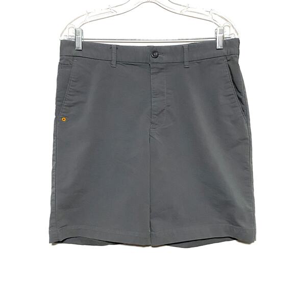 Izod Shorts Flat Front Pockets Gray Orange Trim Polyester Blend Stretch Mens 32 - Picture 1 of 10